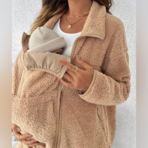 Baby Wearing Sherpa Zip-Up Jacket